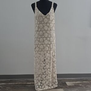 Mustard Seed Cream Sleeveless V-Neck Maxi Dress